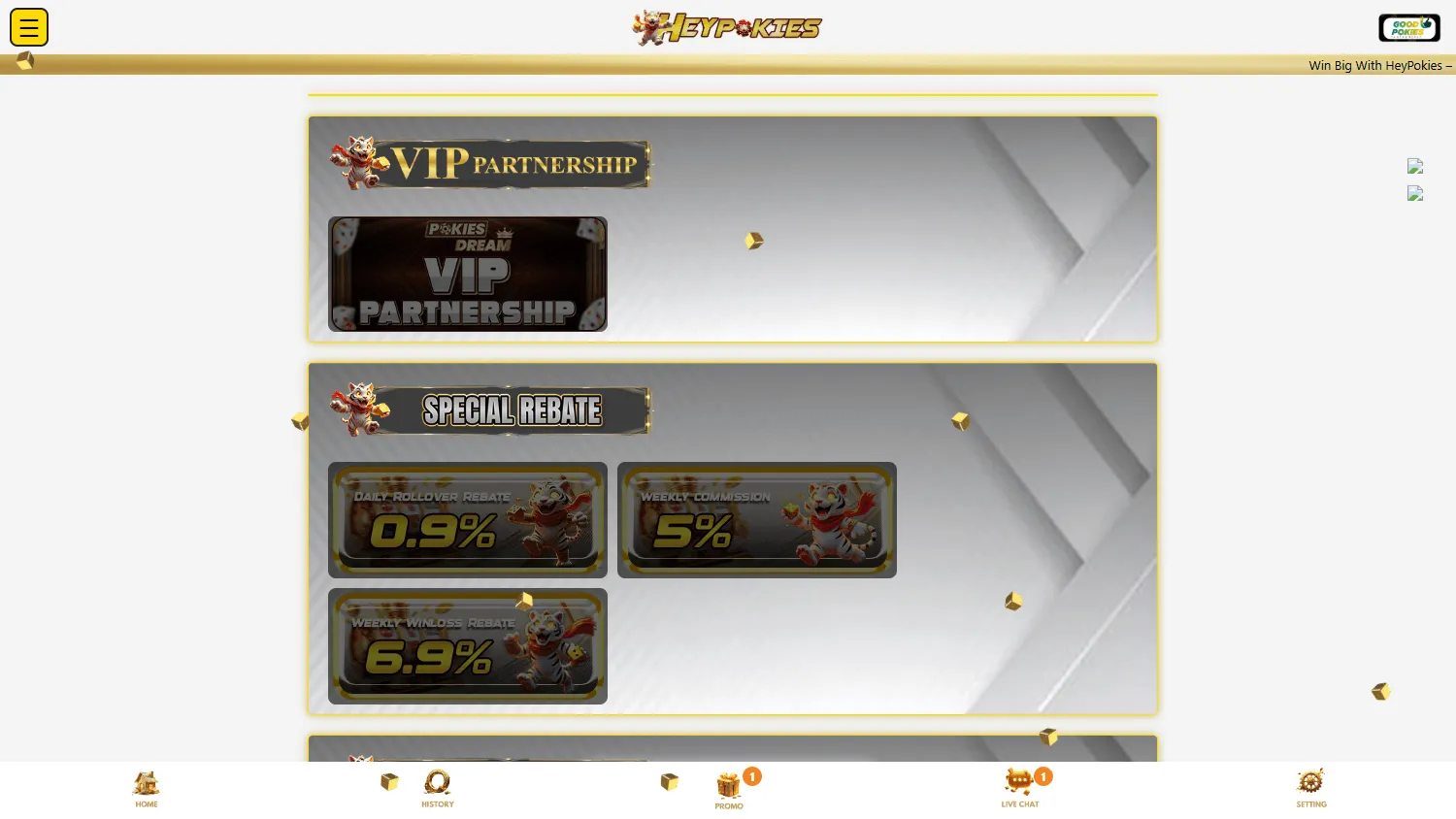 Heypokies Casino promotions on desktop